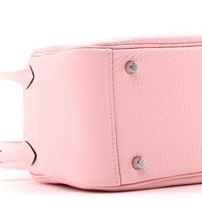 Hermes Taurillon Clemence Verso Mini Lindy 20 Rose Sakura Gris Perle 9 of 11