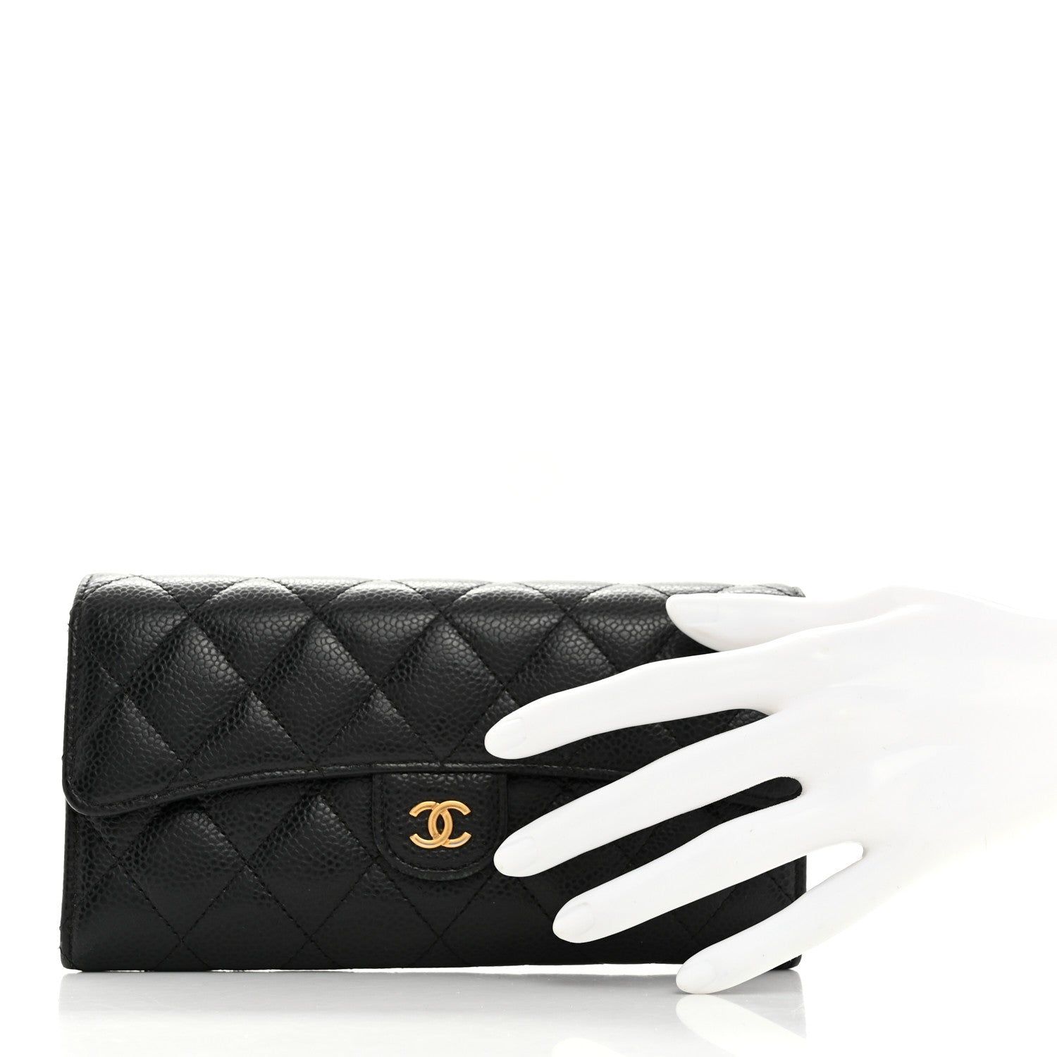 Chanel Caviar Quilted Large Gusset Flap Wallet Black 4 of 14