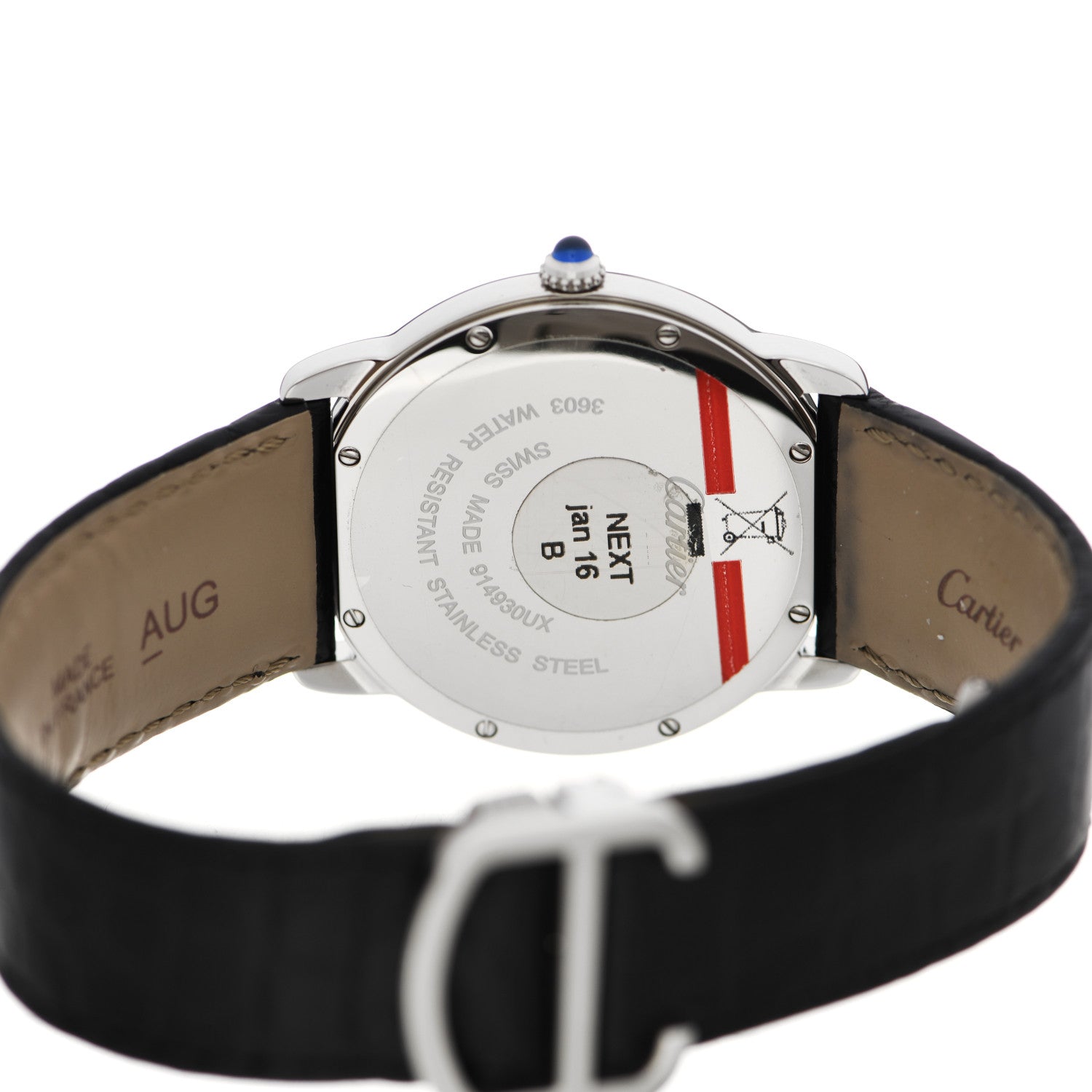 Cartier Stainless Steel Alligator 36mm Ronde Solo Quartz Watch 4 of 5