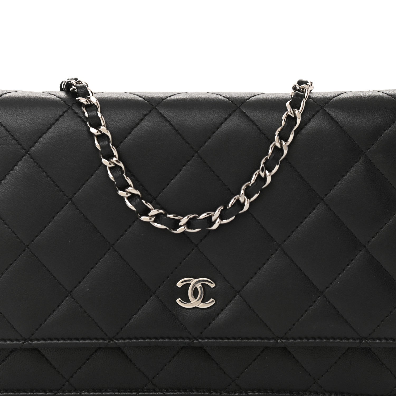 Chanel Lambskin Quilted Wallet On Chain WOC Black 13 of 13