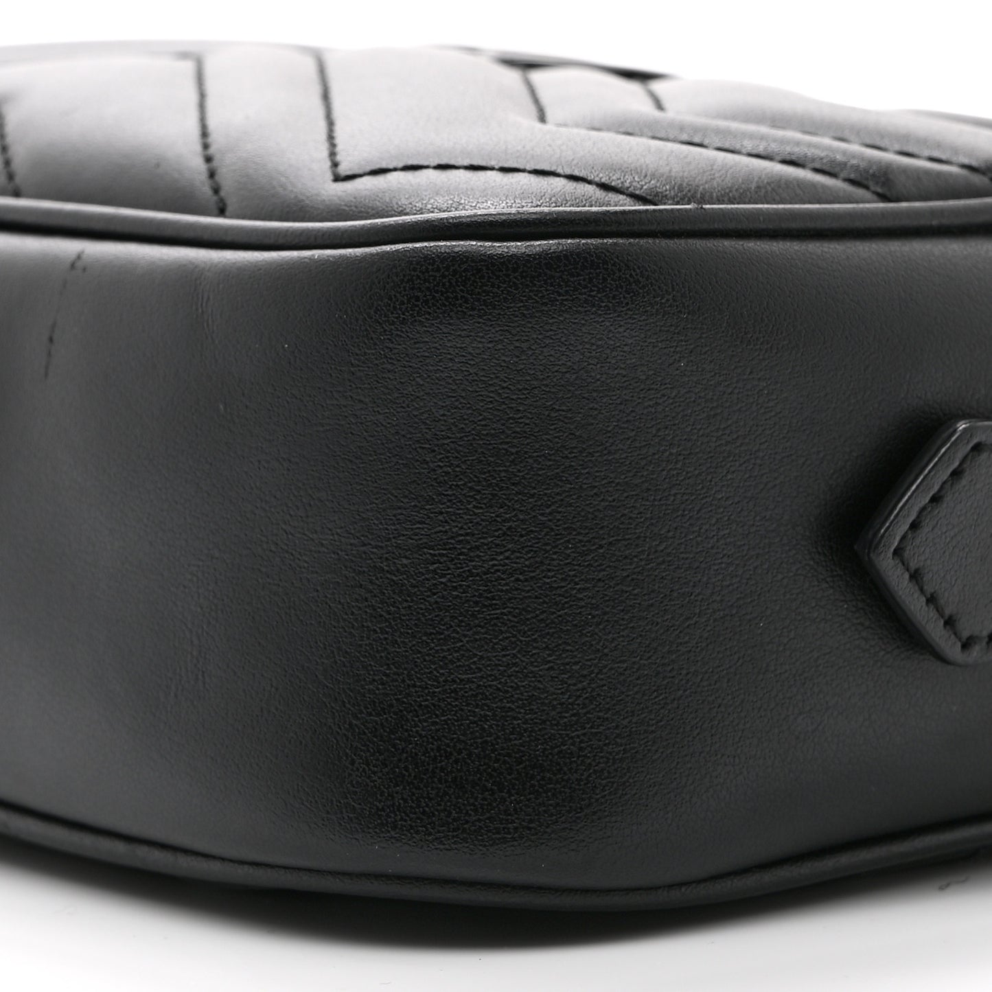 Calfskin Matelasse Monochrome Mini GG Marmont Chain Shoulder Bag Black