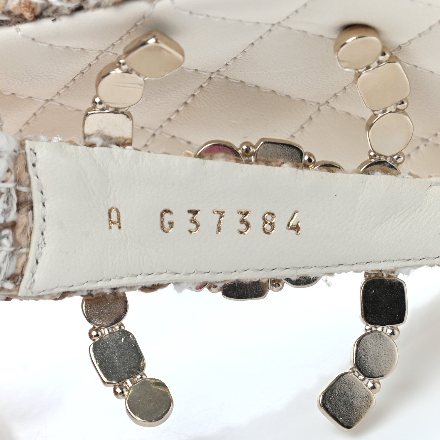 Chanel Tweed Pearl CC Thong Sandals 38.5 Ivory 7 of 10