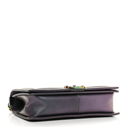 Chanel Iridescent Goatskin Quilted New Medium Boy Flap Purple 4 of 10