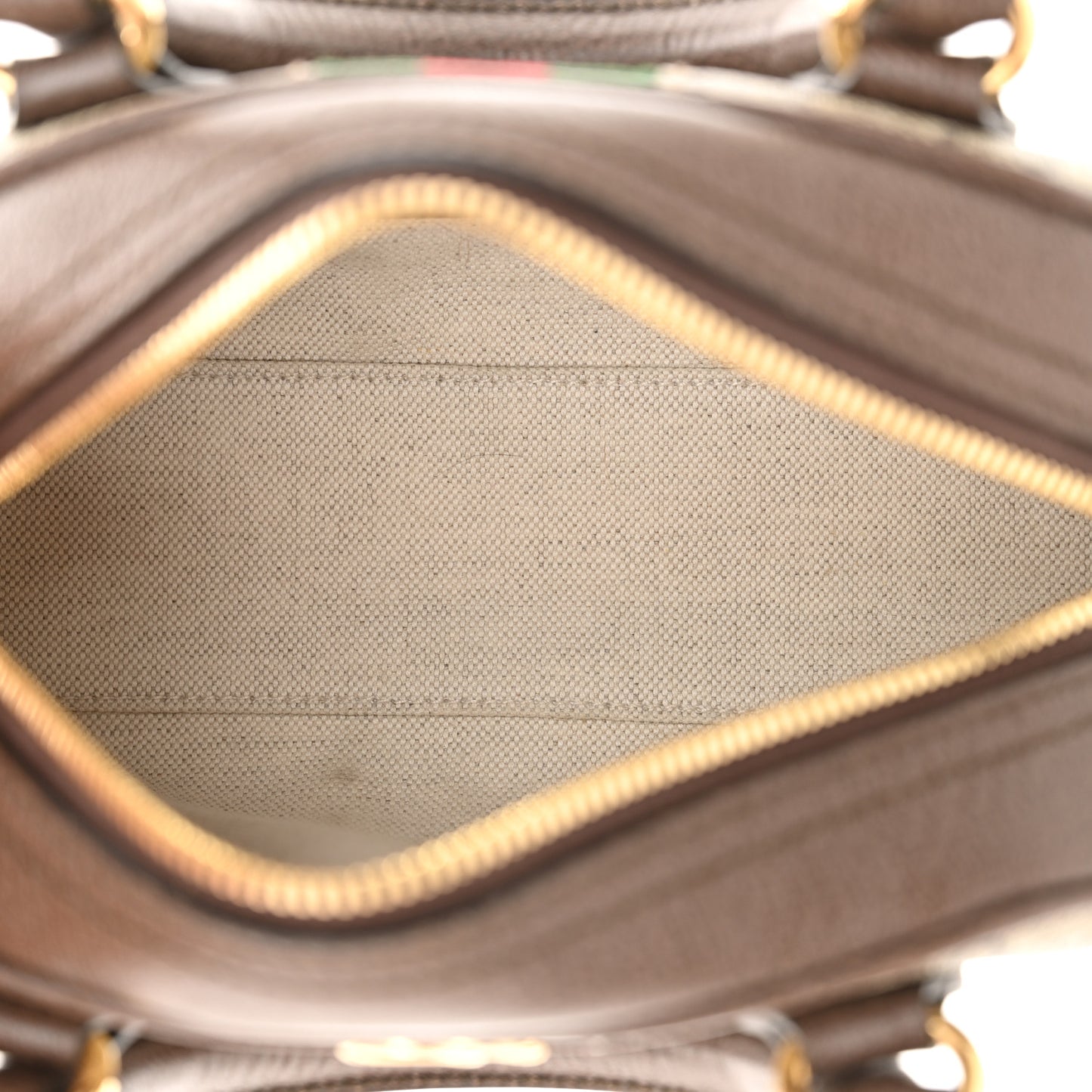 GG Supreme Monogram Textured Dollar Calfskin Web Mini Ophidia Top Handle Bowler Bag Beige Ebony New Acero