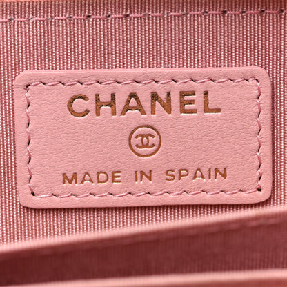 Chanel Caviar Quilted Boy Zip Around Coin Purse Wallet Light Pink 7 of 10