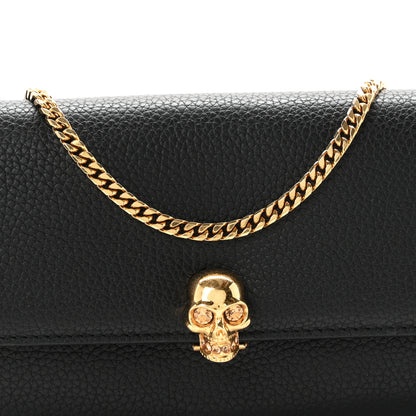 Alexander McQueen Pebbled Calfskin Skull Wallet on Chain Black 7 of 10
