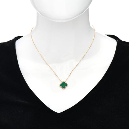 Van Cleef & Arpels 18K Yellow Gold Malachite Vintage Alhambra Pendant Necklace 2 of 5