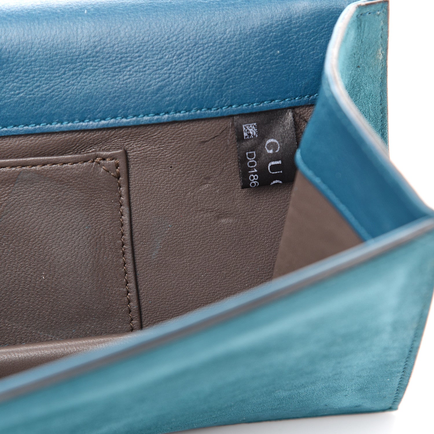 Gucci Suede Crystal Broadway Clutch Teal Green 8 of 14