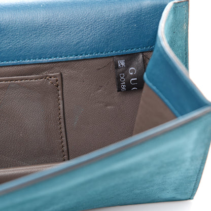 Gucci Suede Crystal Broadway Clutch Teal Green 8 of 14