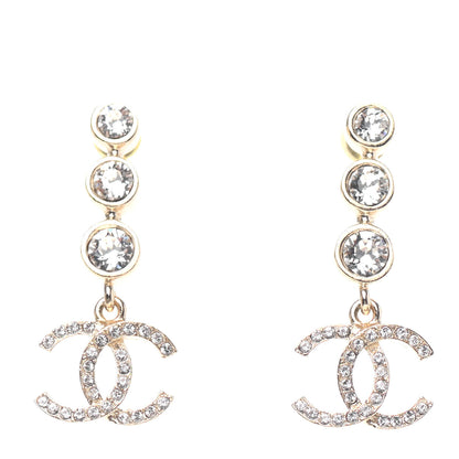 Chanel Crystal CC Drop Earrings Gold 1 of 4