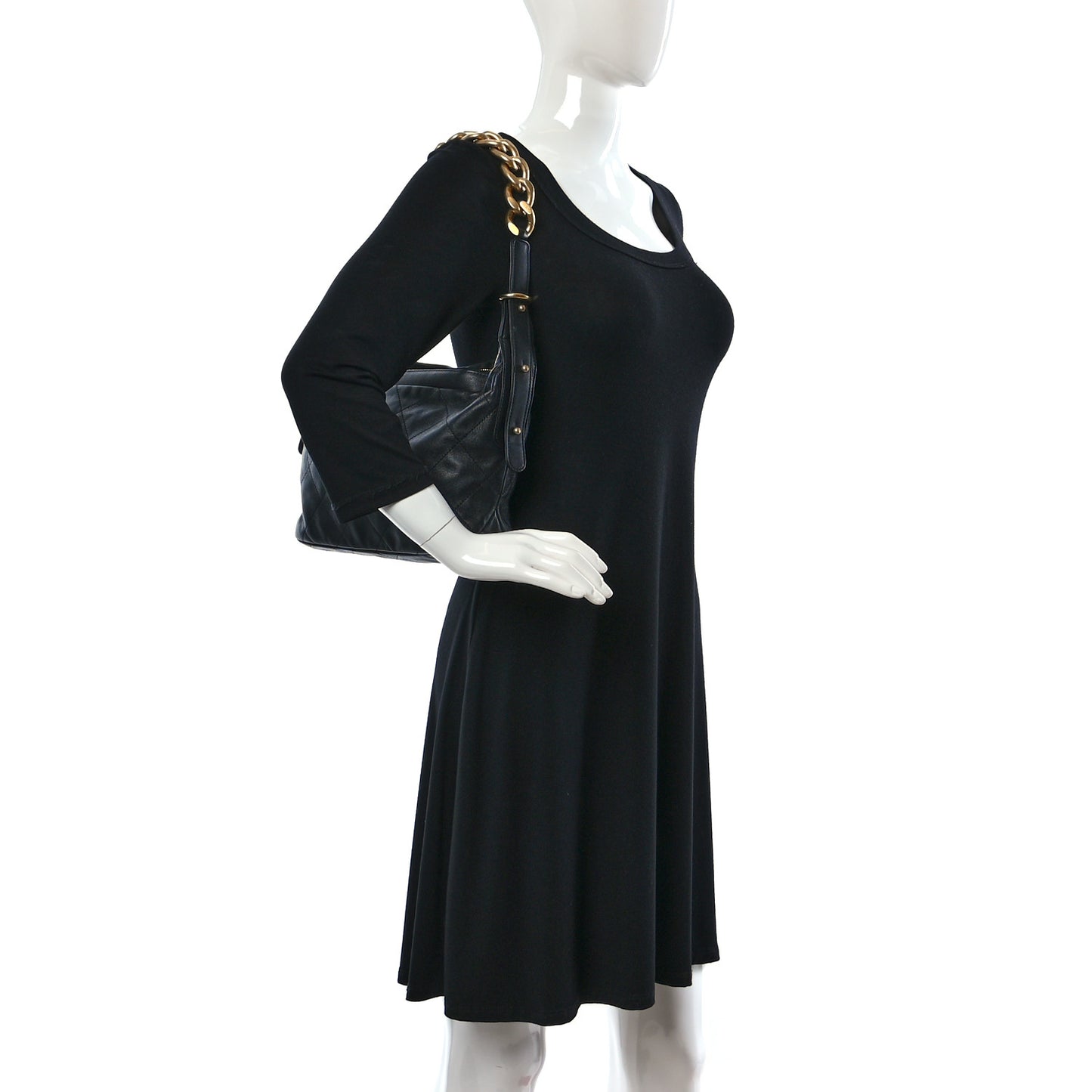 Calfskin Quilted Daily Hobo Black