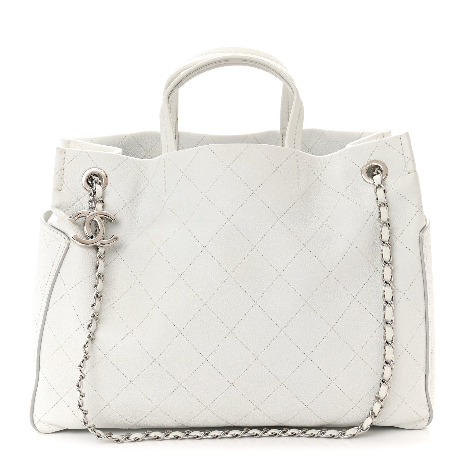Chanel Grained Calfskin CC Pocket Tote White 1 of 12