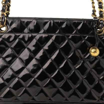 Chanel Patent Quilted CC Shoulder Bag Black 7 of 14