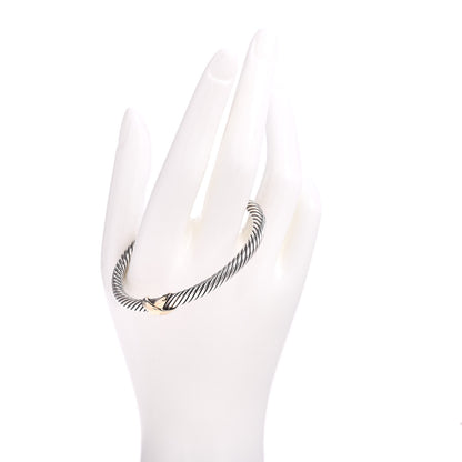 David Yurman Sterling Silver 14K Yellow Gold 5mm X Station Cable Bracelet 2 of 4