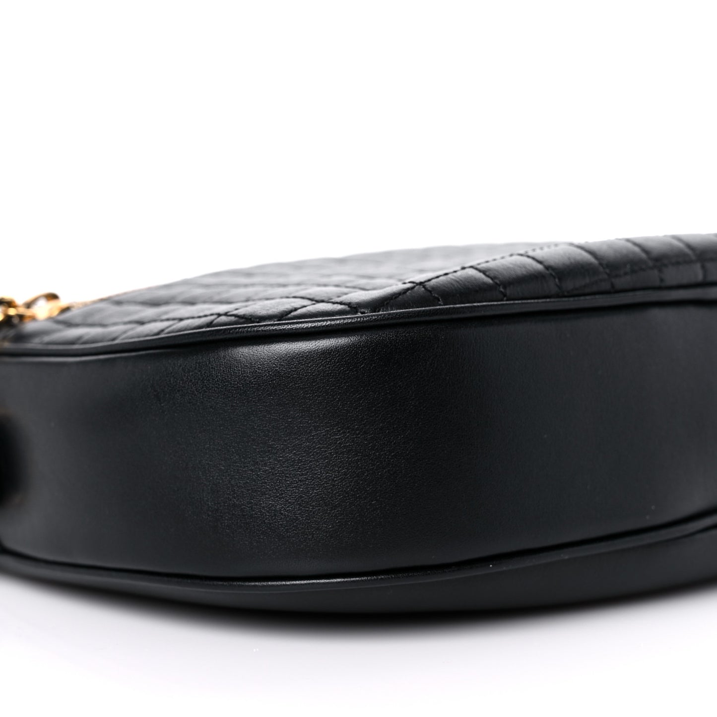 Calfskin Quilted Medium C Charm Bag Black