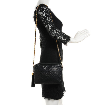 Chanel Lambskin Quilted Tassel Camera Case Black 2 of 8