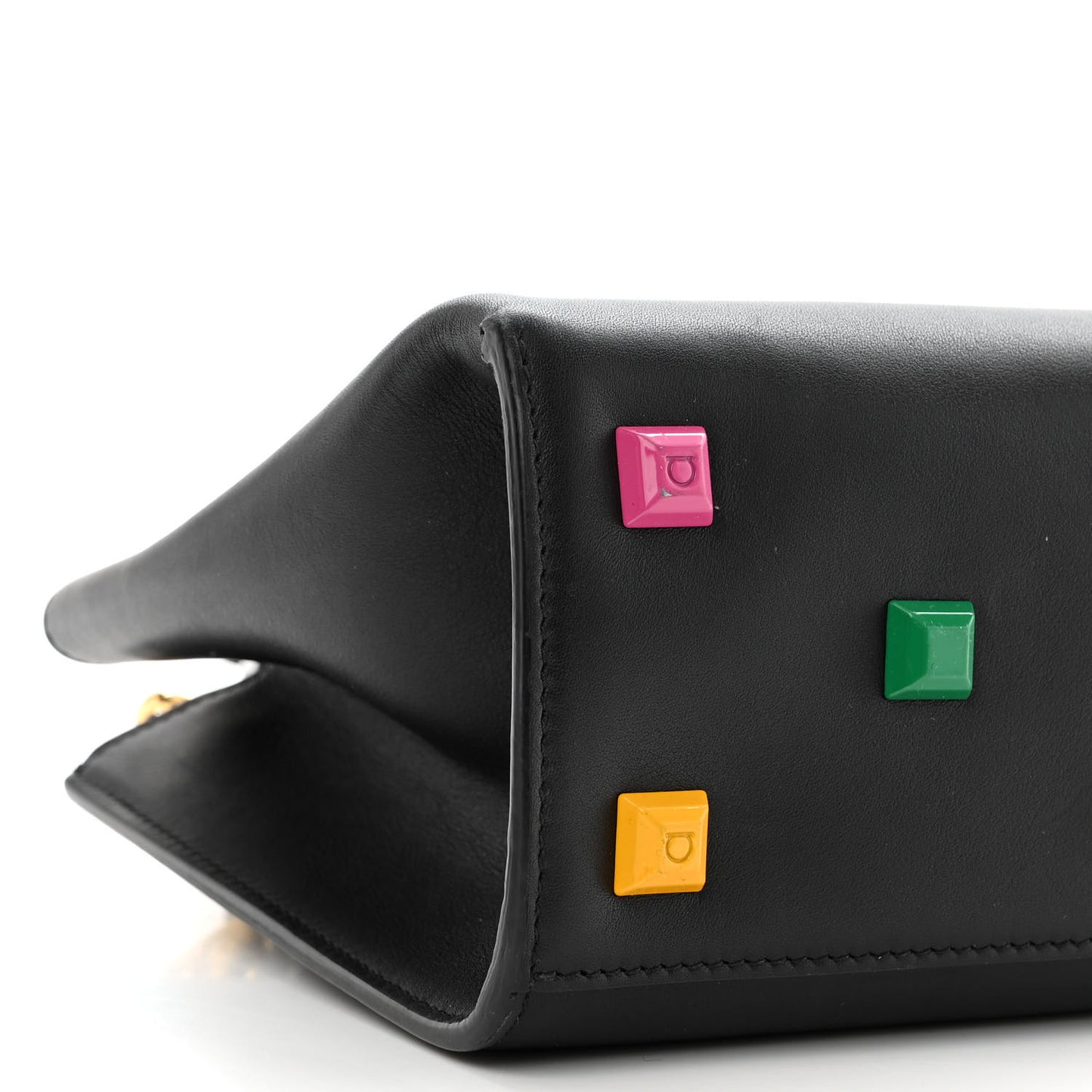 Calfskin Rainbow Studio Box Bag Black