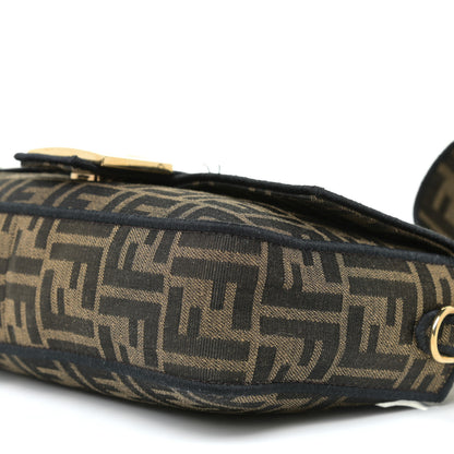 Fendi Fabric Jacquard FF 1974 Medium Baguette Tobacco Moro Black 6 of 12