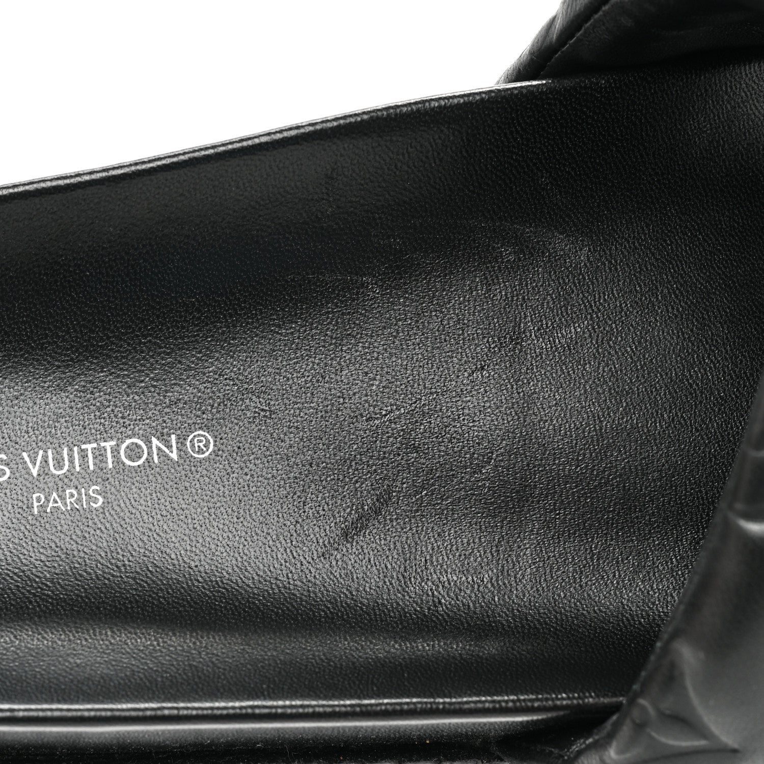 Louis Vuitton Calfskin Embossed Monogram Sunset Flat Comfort Mule 38 Black 10 of 10