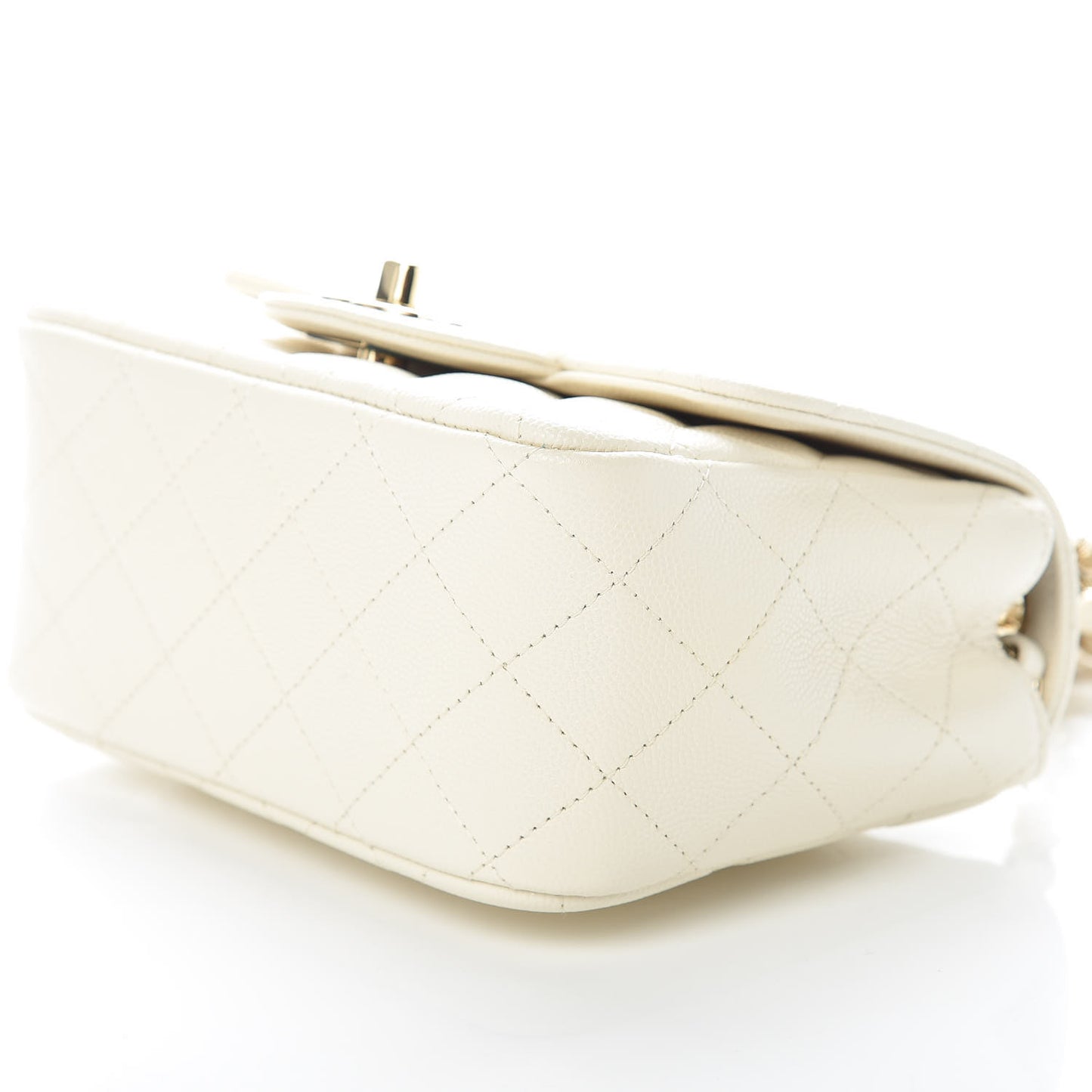 Caviar Quilted Mini Square Flap White