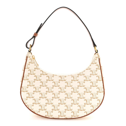 Celine Canvas Calfskin Ava Triomphe Shoulder Bag White 1 of 11