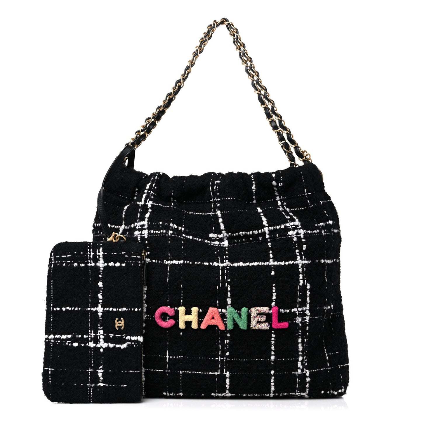 Wool Tweed Quilted Chanel 22 Black Multicolor
