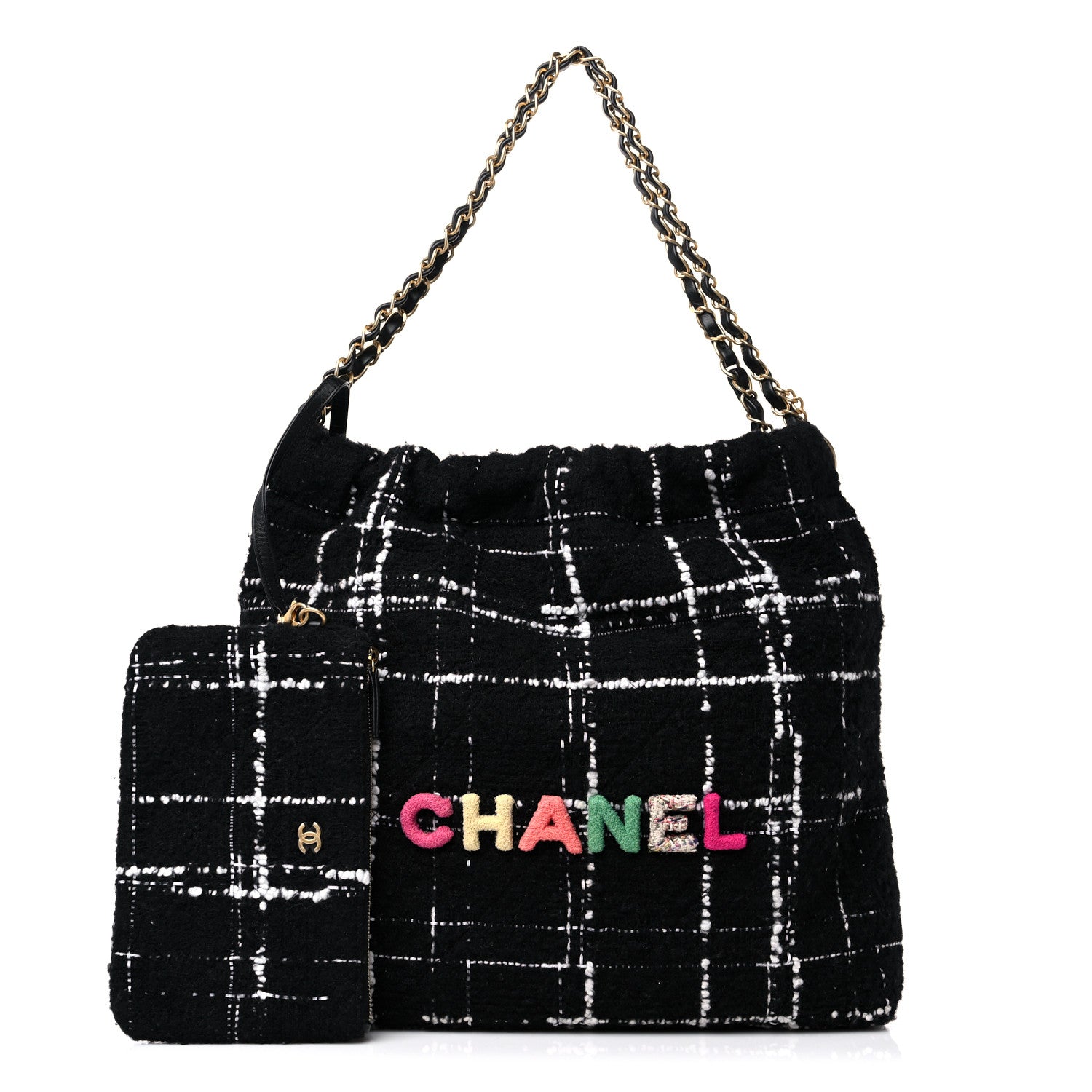 Chanel Wool Tweed Quilted Chanel 22 Black Multicolor 1 of 10