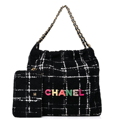 Chanel Wool Tweed Quilted Chanel 22 Black Multicolor 1 of 10