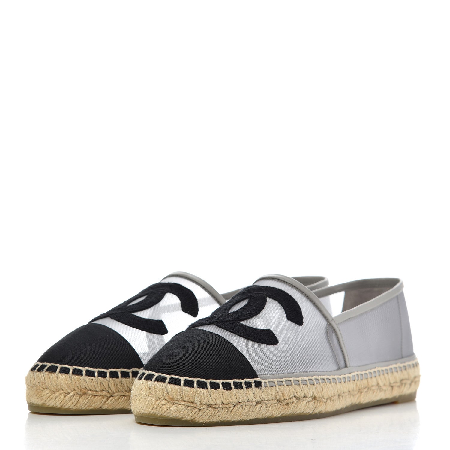 Chanel Mesh Grosgrain CC Espadrilles 41 Grey 3 of 9