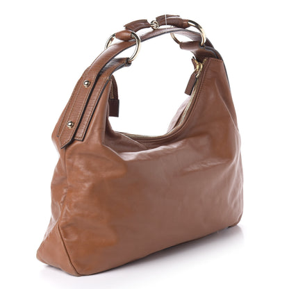 Gucci Leather Medium Horsebit Chain Hobo Tan 3 of 10