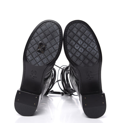 Chanel Crumpled Calfskin Lace Up Short Boots 41 Black 5 of 7