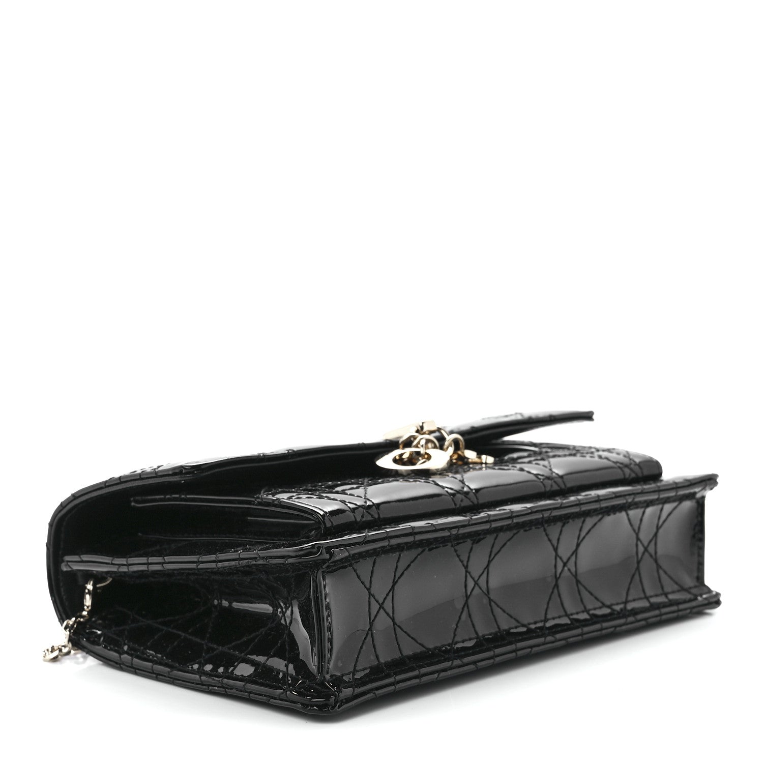Christian Dior Patent Cannage Lady Dior Chain Pouch Black 4 of 10