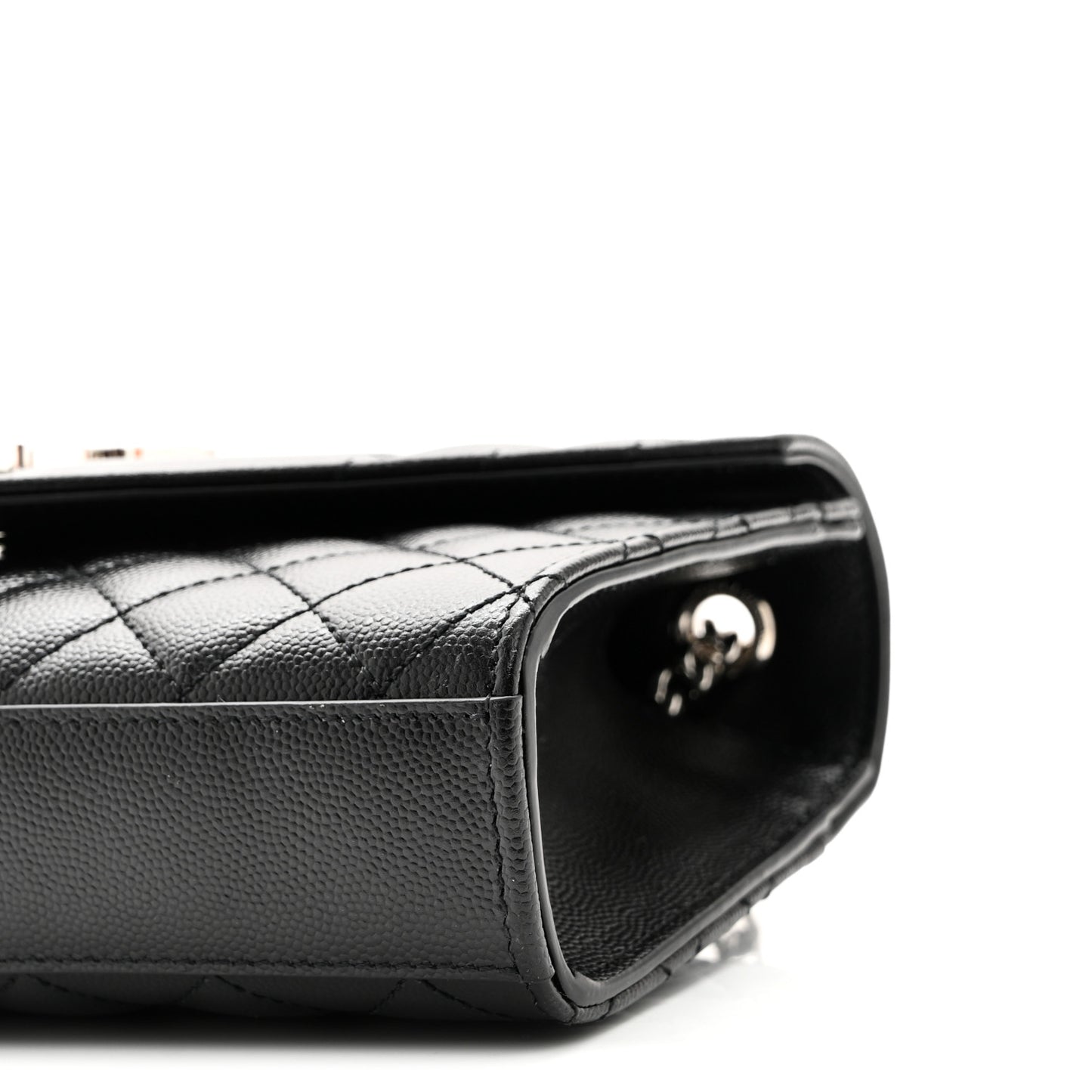 Grain De Poudre Textured Mixed Matelasse Triquilt Small Monogram Satchel Black