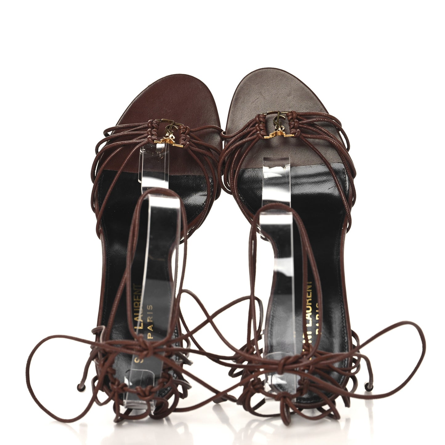 Lambskin Babylone 90 Ankle Wrap Sandals 40 Cigare