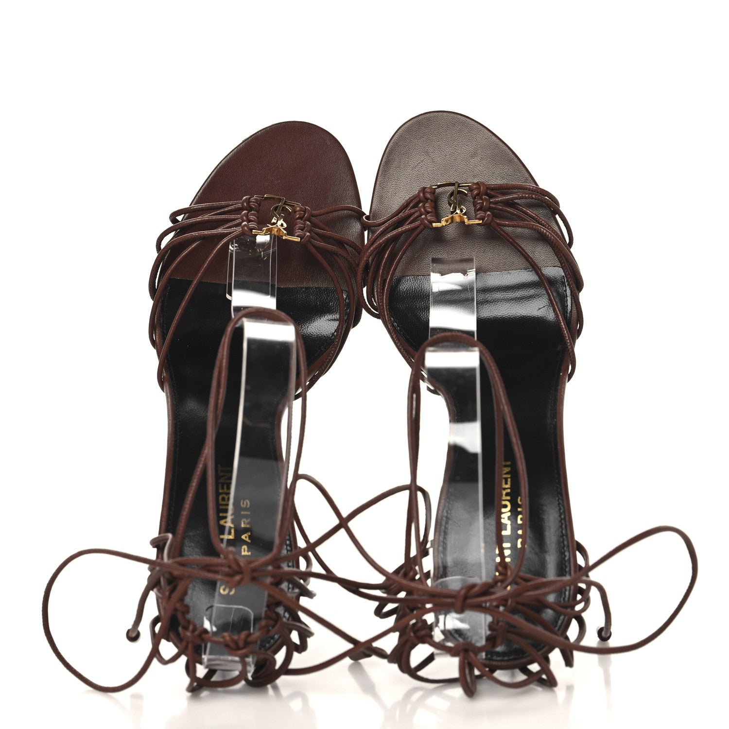 Saint Laurent Lambskin Babylone 90 Ankle Wrap Sandals 40 Cigare 2 of 8