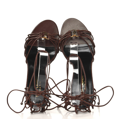 Saint Laurent Lambskin Babylone 90 Ankle Wrap Sandals 40 Cigare 2 of 8