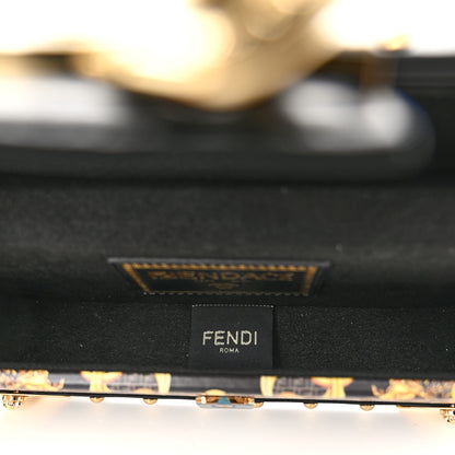 Fendi X VERSACE Vitello Cover Fendace Mini FF Baroque Brooch Studded Mini Baguette Trunk Black Gold 5 of 9