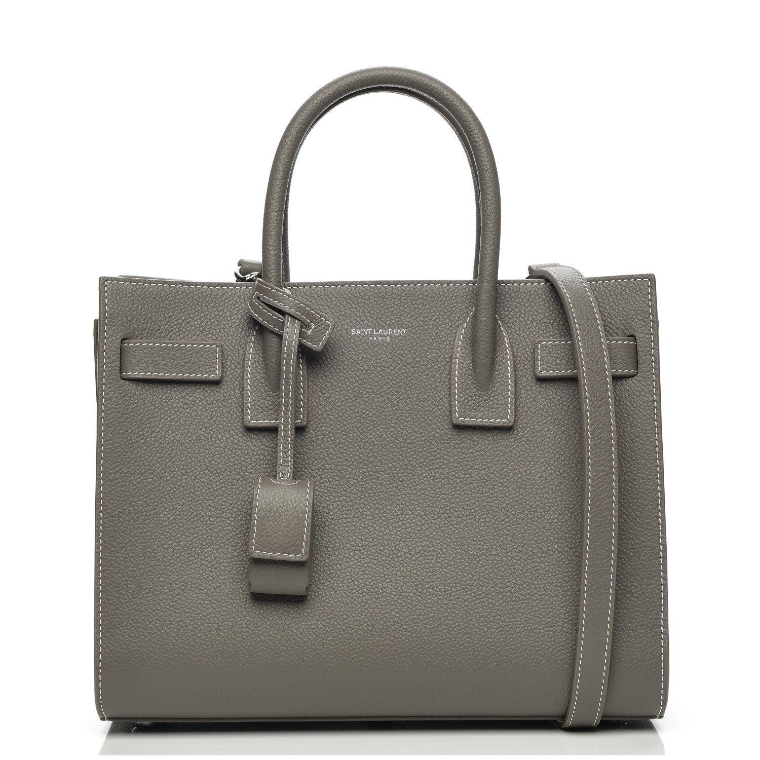 Saint Laurent Grained Calfskin Topstich Baby Sac De Jour Fog 1 of 6