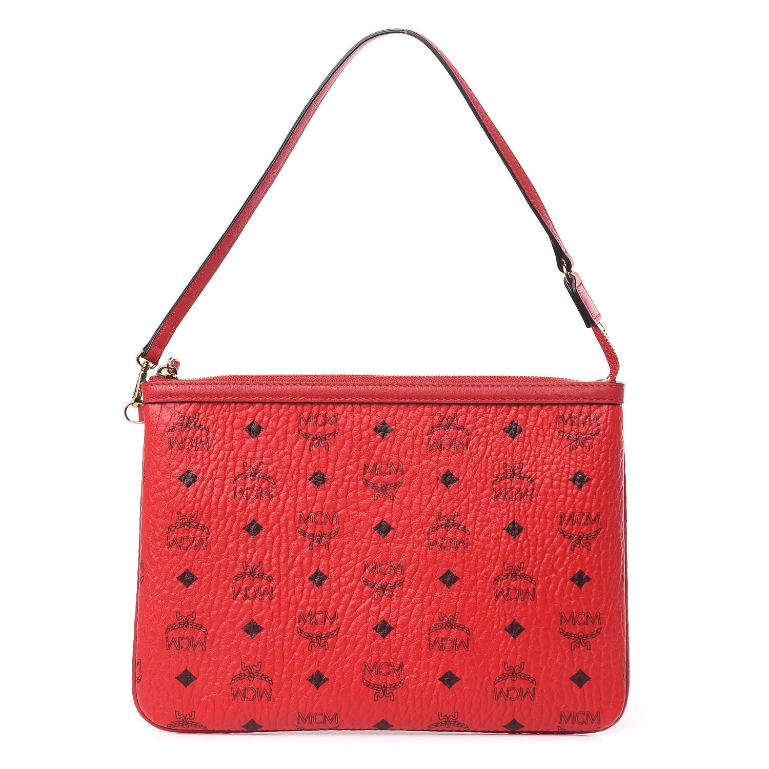 MCM Visetos Liz Shopper Tote Pouch Ruby Red 1 of 8