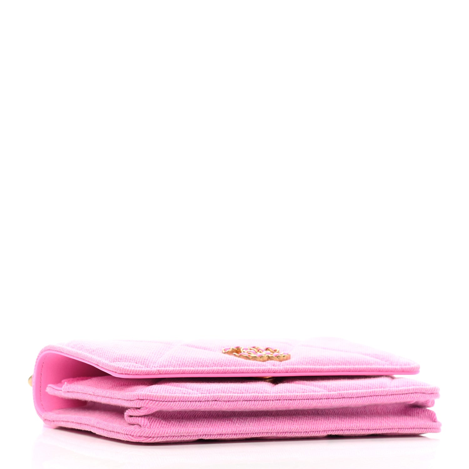Chanel Denim Quilted Chanel 19 Wallet On Chain WOC Neon Pink 4 of 11