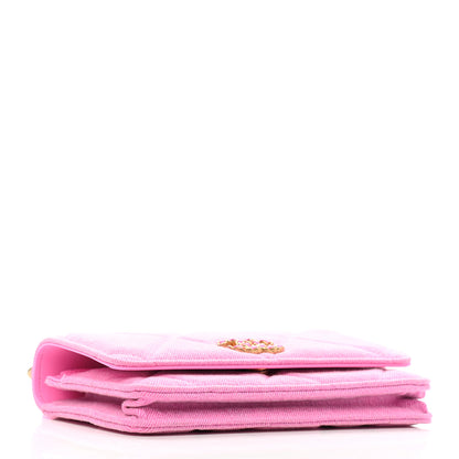 Chanel Denim Quilted Chanel 19 Wallet On Chain WOC Neon Pink 4 of 11