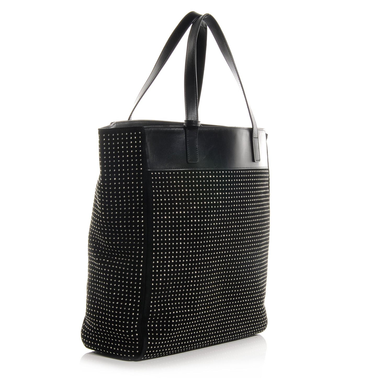 Leather Studded North South Shopper Tote Black