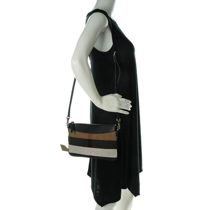 Burberry Mega Check Peyton Crossbody Clutch Bag Black 2 of 8