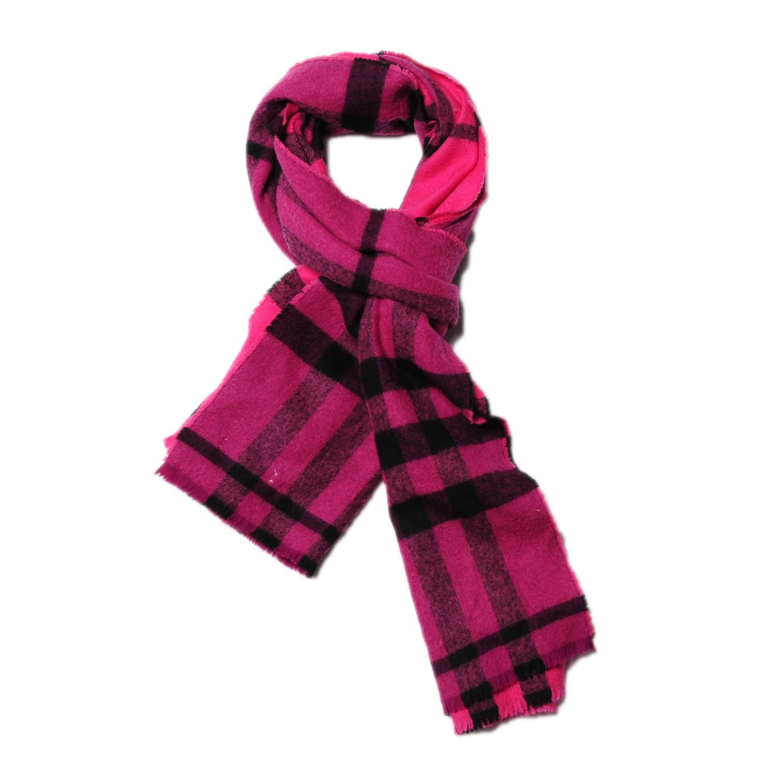 Burberry Cashmere Giant Check Fringe Scarf Pink 1 of 3