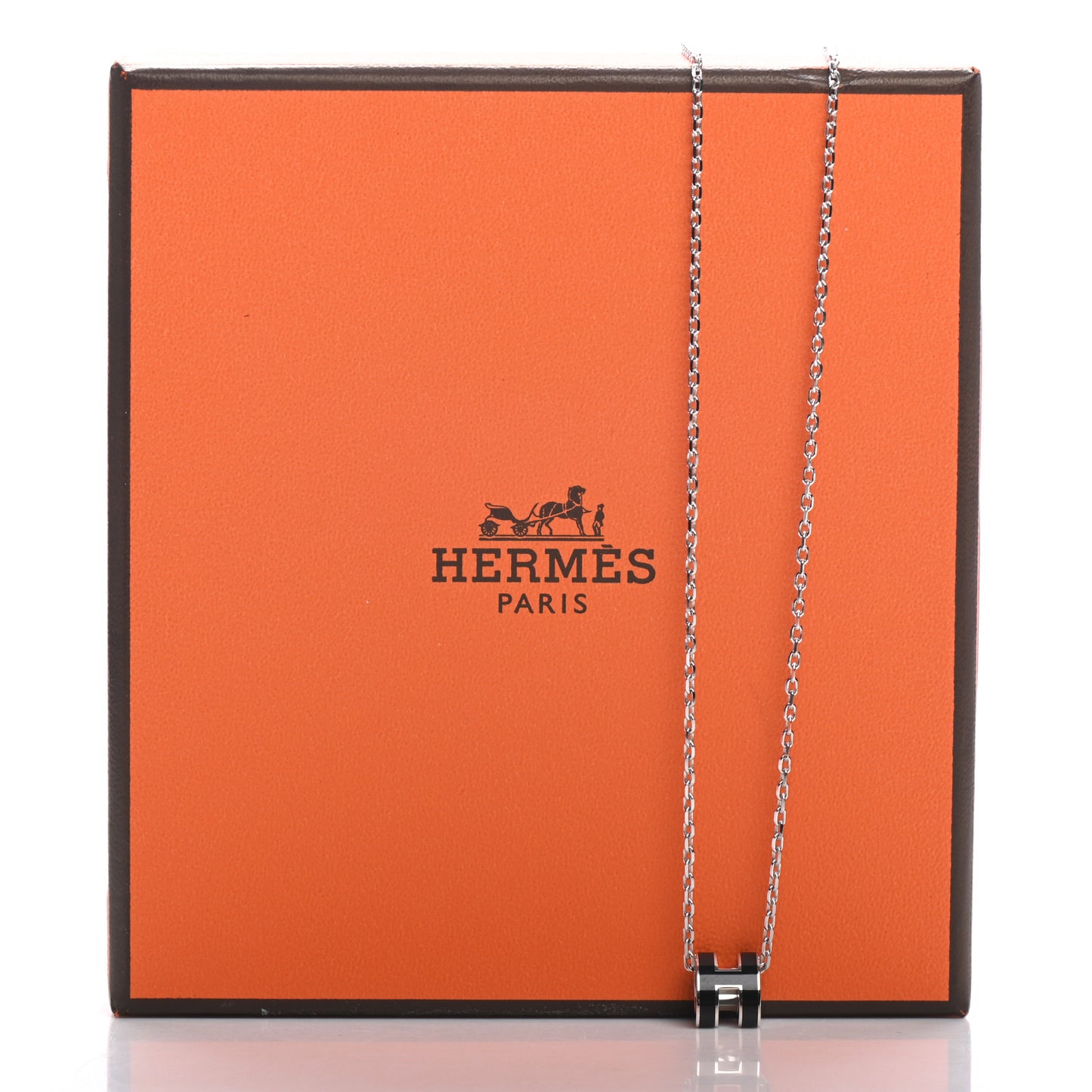 Lacquered Palladium Mini Pop H Pendant Necklace Black