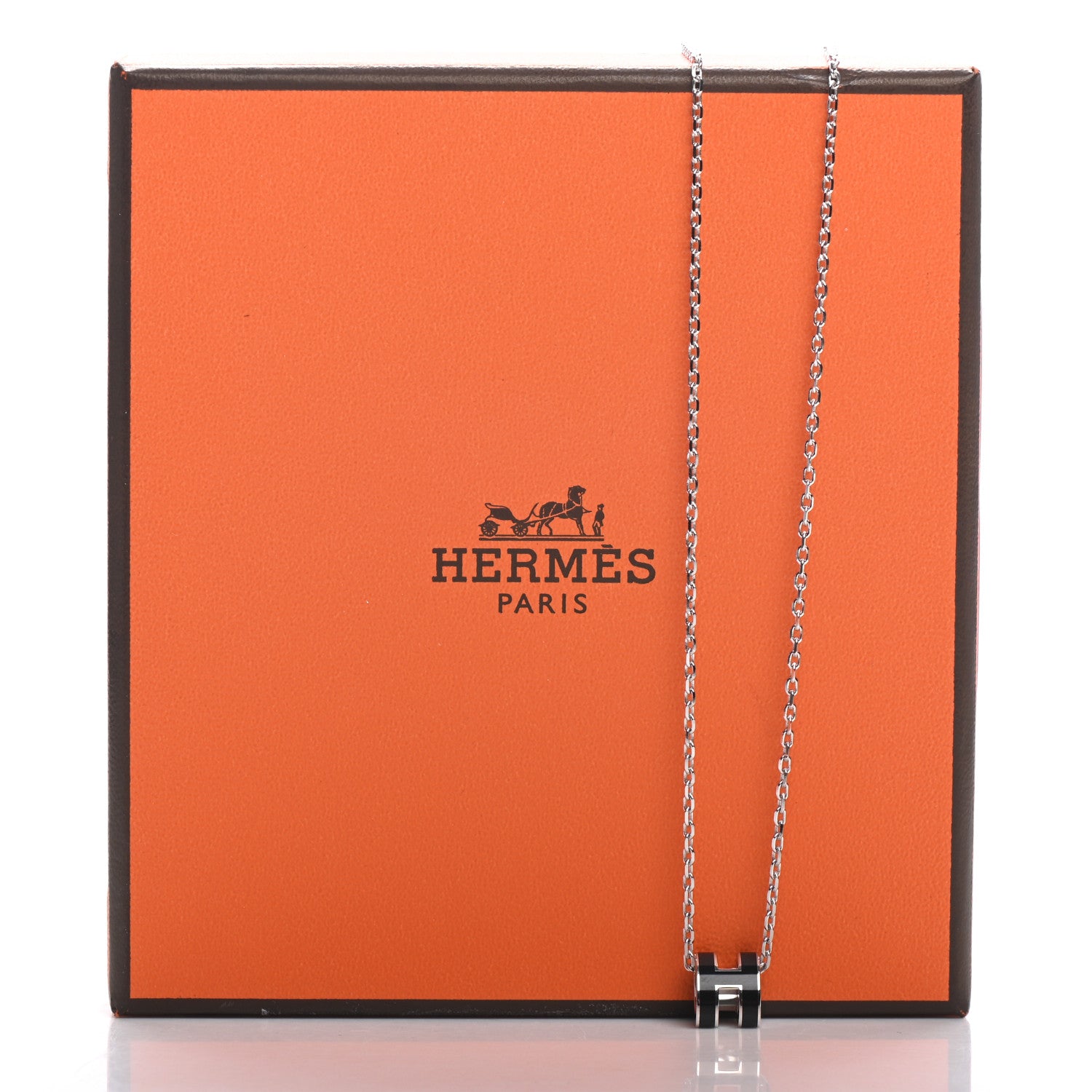Hermes Lacquered Palladium Mini Pop H Pendant Necklace Black 6 of 6