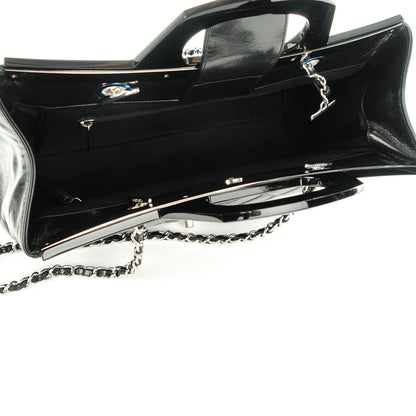 Chanel Glazed Calfskin Quilted Small CC Delivery Tote Black 5 of 7