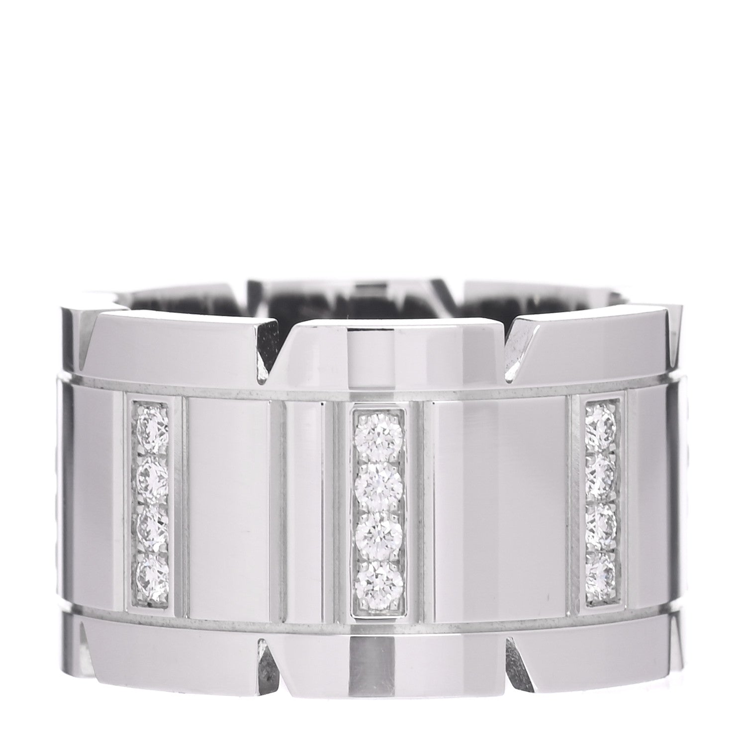 Cartier 18K White Gold Diamond 11mm Tank Francaise Ring 47 4 1 of 4
