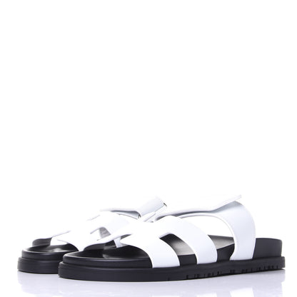 Hermes Calfskin Womens Chypre Sandals 37 White 3 of 11
