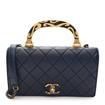 Chanel Lambskin Quilted Small Art Nouvelle Flap Bag Navy 1 of 10